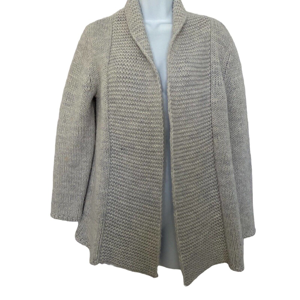J. Jill Gray Chunky Knit Alpaca Blend Soft & Cozy Knit Open Cardigan - Size XS